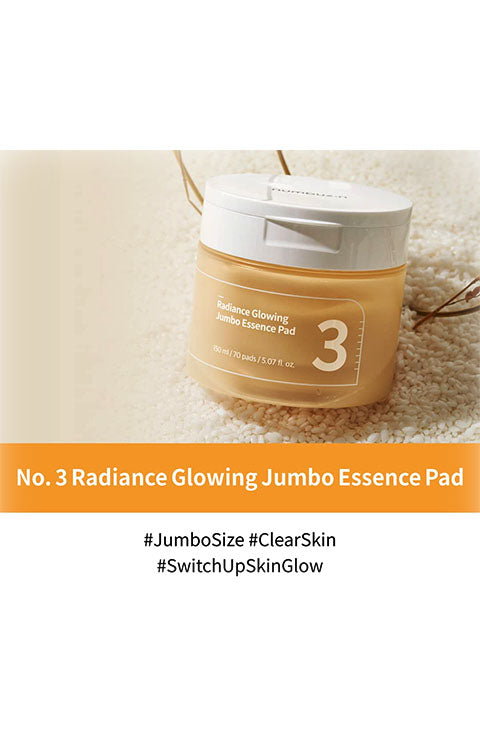 numbuzin No.3 Radiance Glowing Jumbo Essence Pad 70Pads - Palace Beauty Galleria