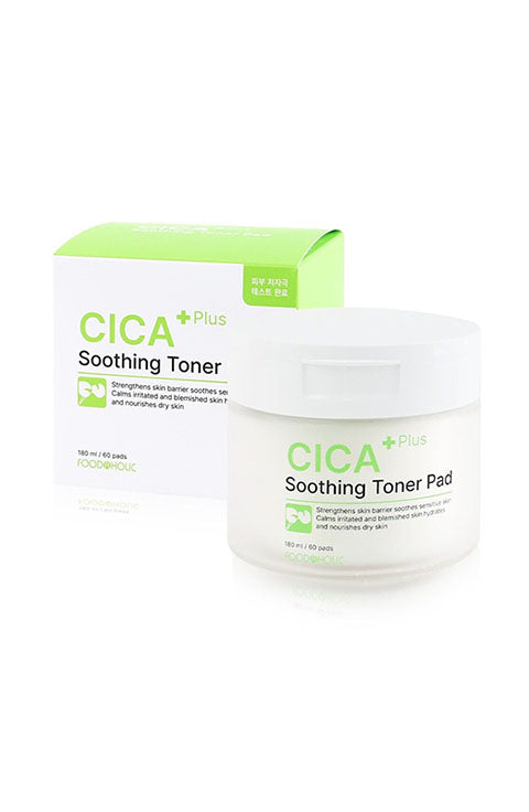 Foodaholic Cica Plus Soothing Toner Pad 60 PADS / 180ml - Palace Beauty Galleria