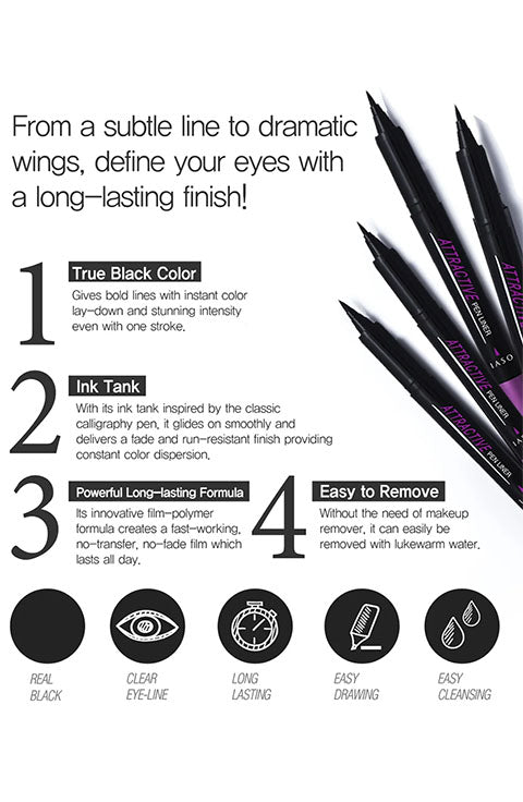 IASO Attractive Pen Eye Liner - Black - Palace Beauty Galleria