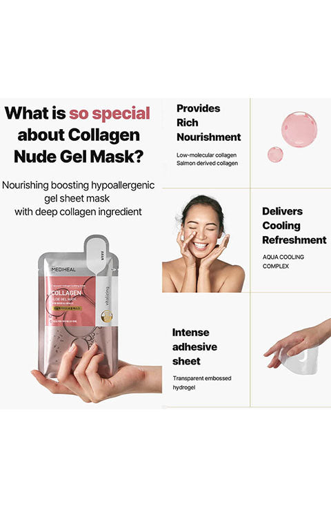 MEDIHEAL Collagen Nude Gel Mask Sheet 1sheet, 10Sheet - Palace Beauty Galleria