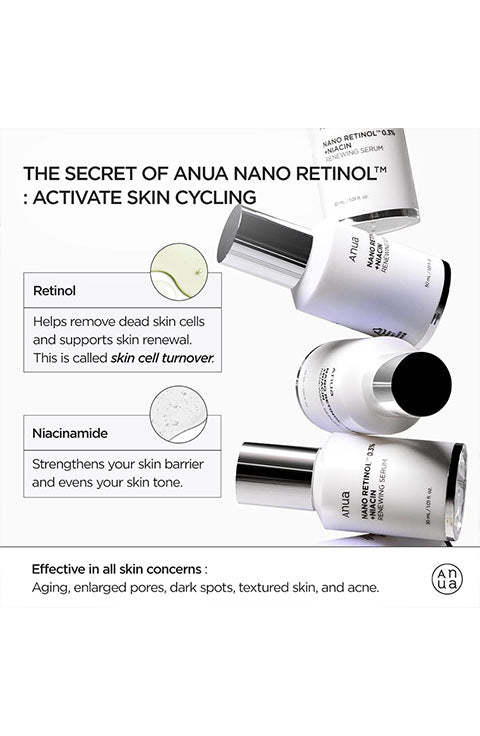 Anua Nano Retinol 0.3% + Niacin Renewing Serum 30Ml - Palace Beauty Galleria