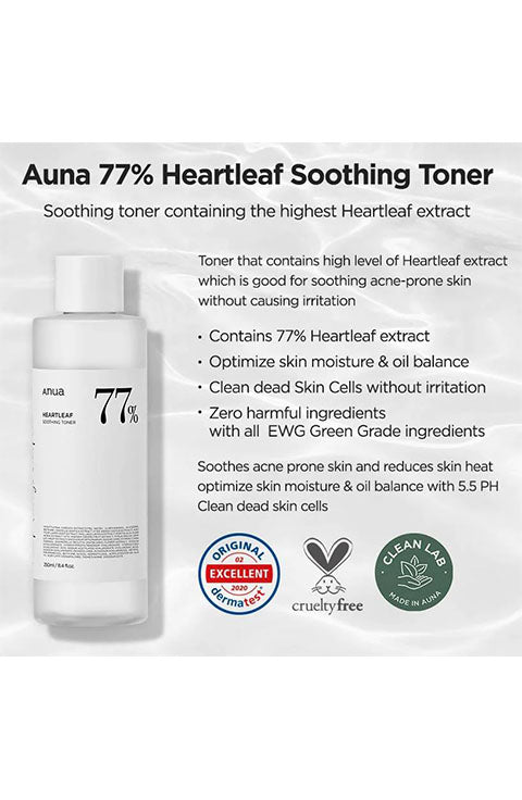 Anua Heartleaf 77% Soothing Toner 250Ml - Palace Beauty Galleria