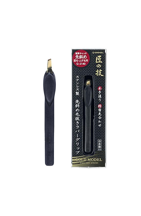 Green bell Japan Tweezers with Rubble Handle Gold Color G-2140 - Palace Beauty Galleria