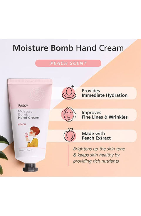 Fascy Moisture Bomb Hand Cream Set (Peach)(40ml+80ml) - Palace Beauty Galleria