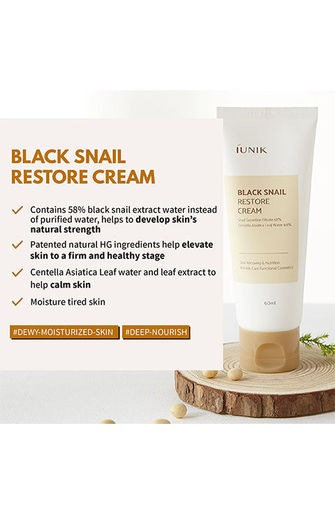iUNIK Black Snail Restore Cream 50 - Palace Beauty Galleria