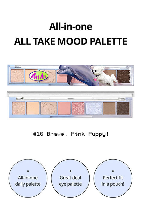 PERIPERA X Maltese Archive All Take Mood Palette 4.9g (16 Bravo, Pink Puppy) - Palace Beauty Galleria