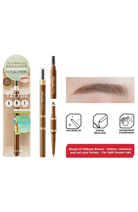 K-PALETTE LASTING 3WAY EYEBROW PENCIL- 4Color - Palace Beauty Galleria