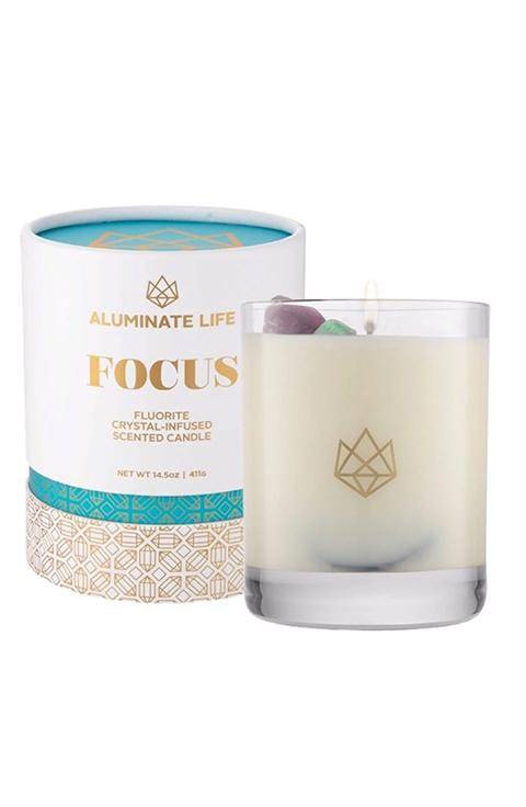 ALUMINATE LIFE  FOCUS FLUORITE CRYSTAL-INFUSED GLASS CANDLE - Palace Beauty Galleria