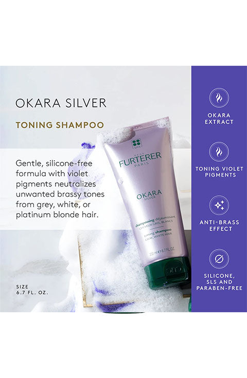 Rene Furterer OKARA SILVER Toning Shampoo, Purple Shampoo 200Ml - Palace Beauty Galleria