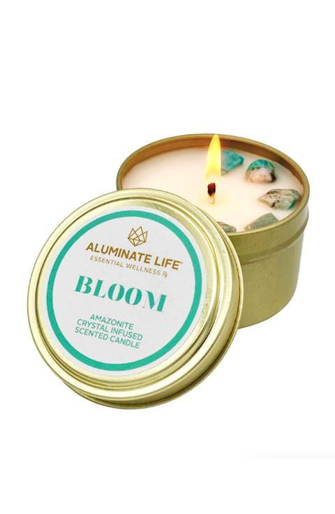 ALUMINATE LIFE BLOOM CANDLE TIN Amazonite Crystal-Infused Scented Candle Tin - Palace Beauty Galleria