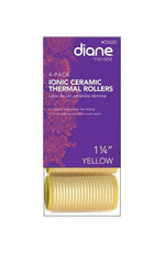 Diane 4 Pack Self grip Ionic ceramic Thermal Rollers * Yellow 1-1/4-inch - Palace Beauty Galleria